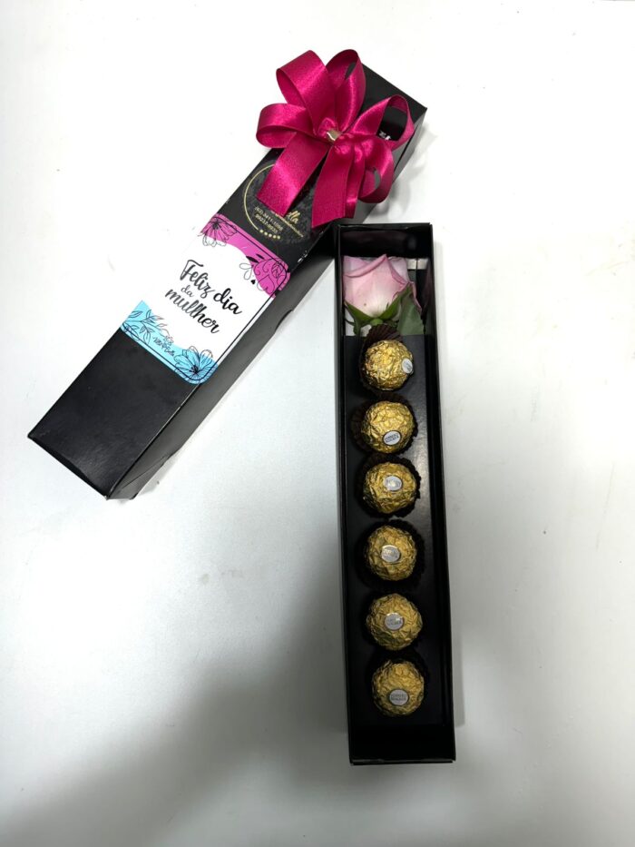 Box com 1 rosa e Ferrero rocher