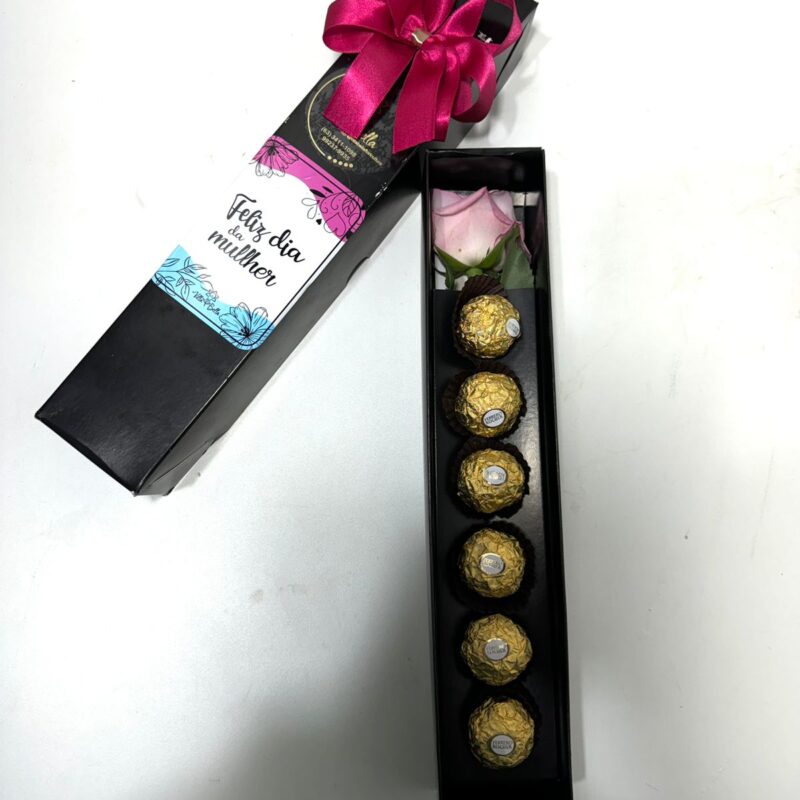 Box com 1 rosa e Ferrero rocher